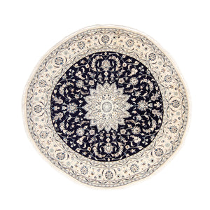 Alfombra persa - Nain redondo  - 243 x 243 cm - azul oscuro