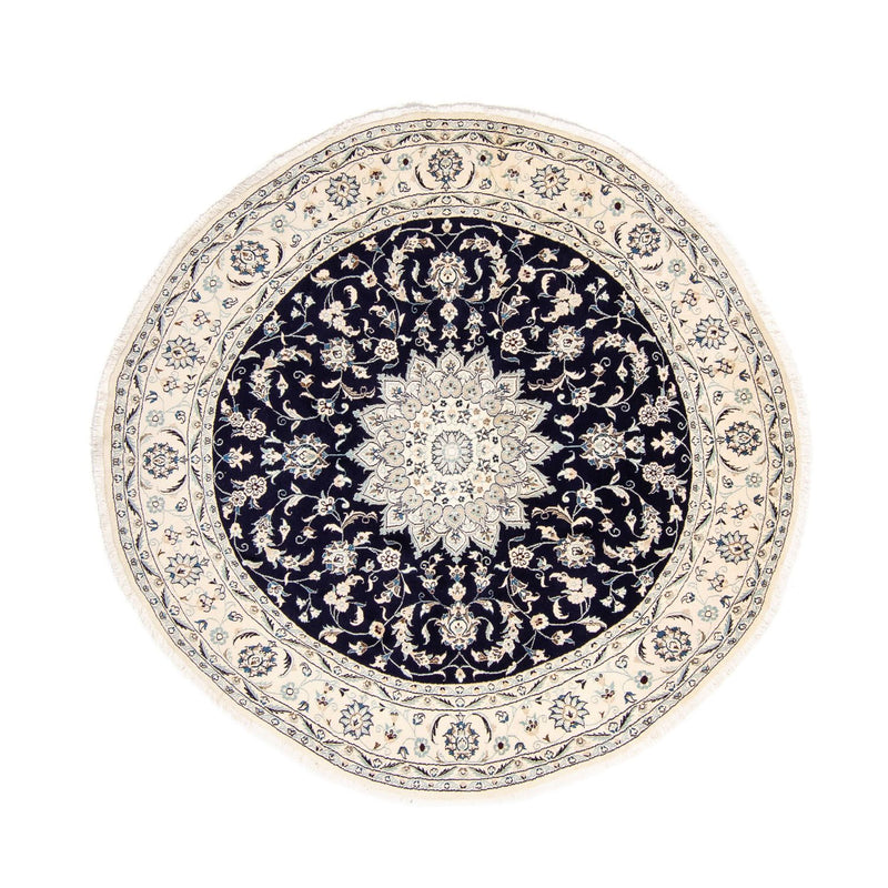 Alfombra persa - Nain redondo  - 243 x 243 cm - azul oscuro