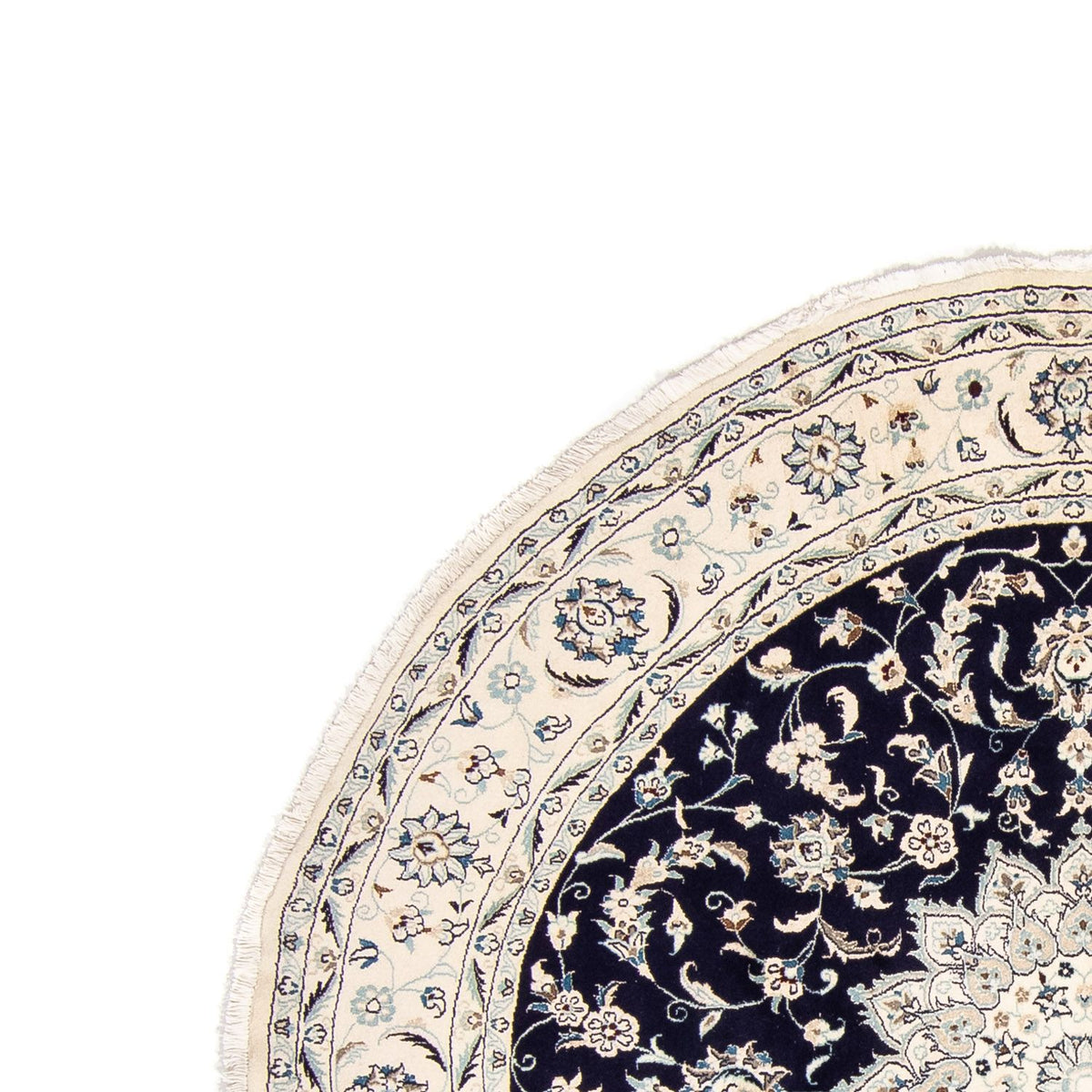 Alfombra persa - Nain redondo  - 243 x 243 cm - azul oscuro