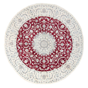 Alfombra persa - Nain redondo  - 295 x 295 cm - rojo oscuro