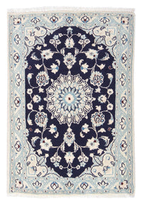 Alfombra Persa - Nain - Real - 87 x 60 cm - azul oscuro