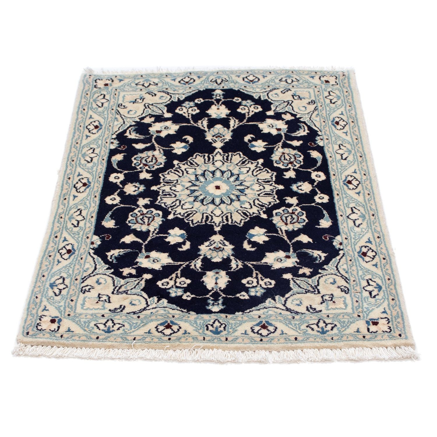 Alfombra Persa - Nain - Real - 87 x 60 cm - azul oscuro