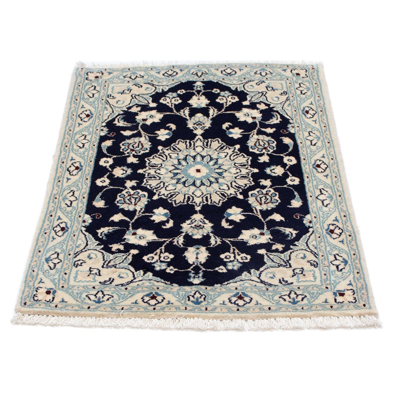 Alfombra Persa - Nain - Real - 87 x 60 cm - azul oscuro