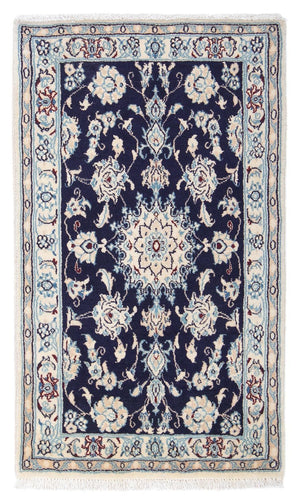 Alfombra Persa - Nain - Real - 94 x 56 cm - azul oscuro