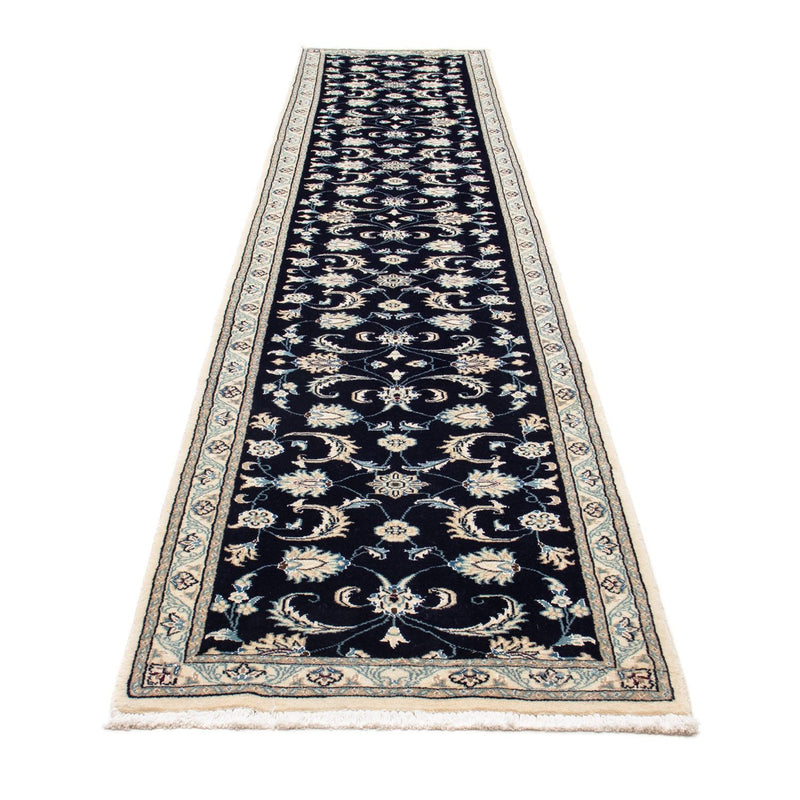 Alfombra de pasillo Alfombra persa - Nain - 400 x 77 cm - azul oscuro