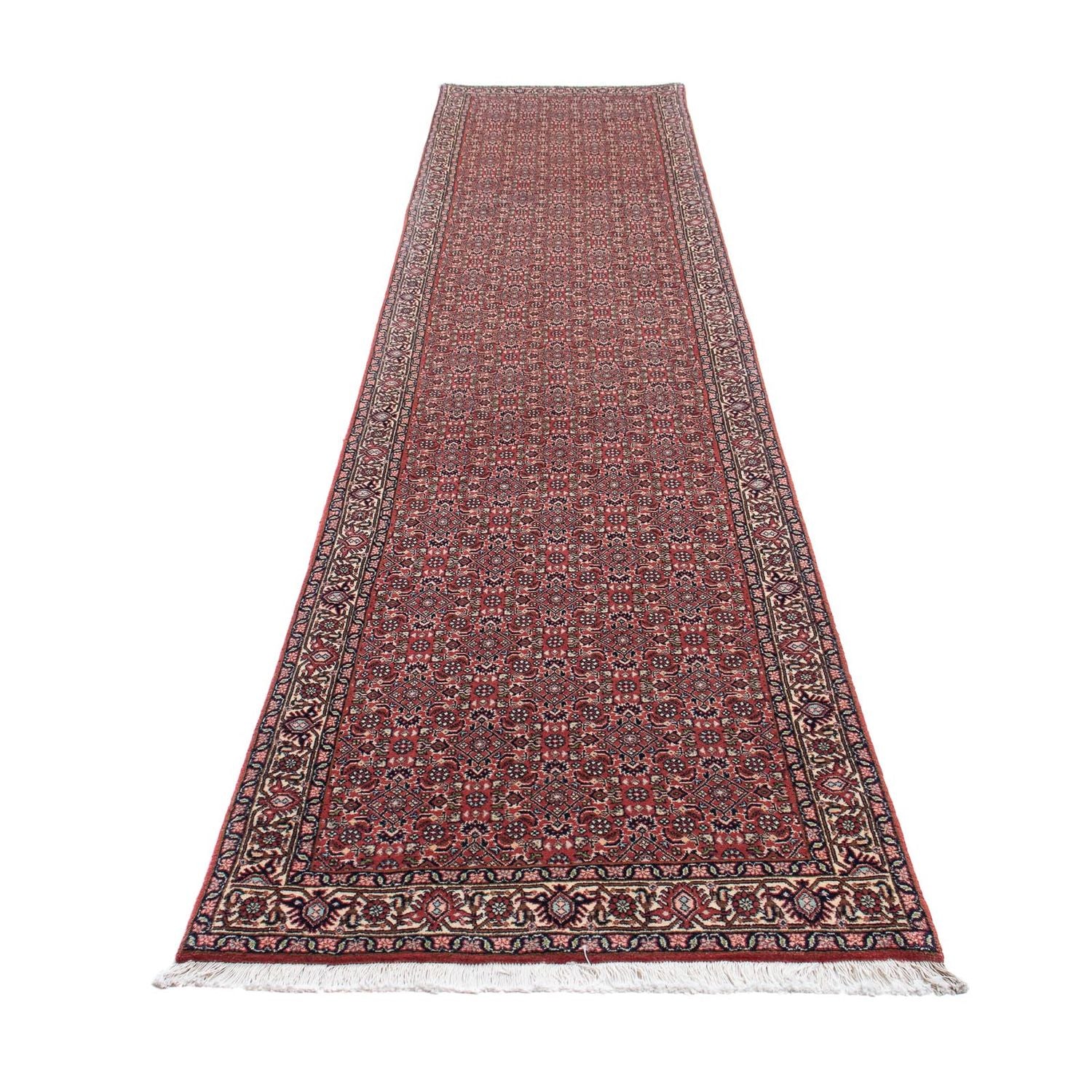 Alfombra de pasillo Alfombra persa - Bidjar - 400 x 88 cm - rojo claro
