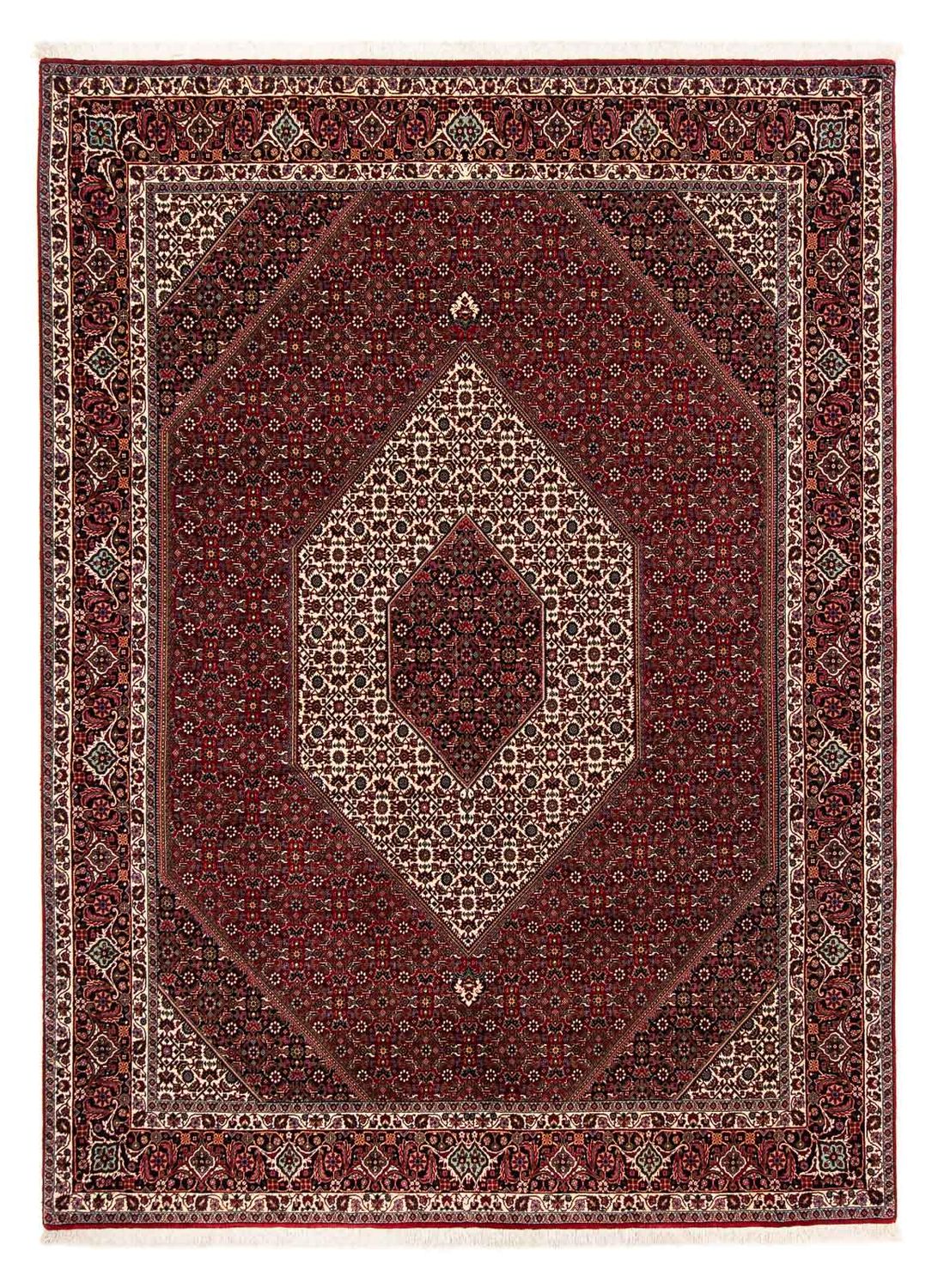Alfombra persa - Bidjar - 257 x 204 cm - rojo oscuro