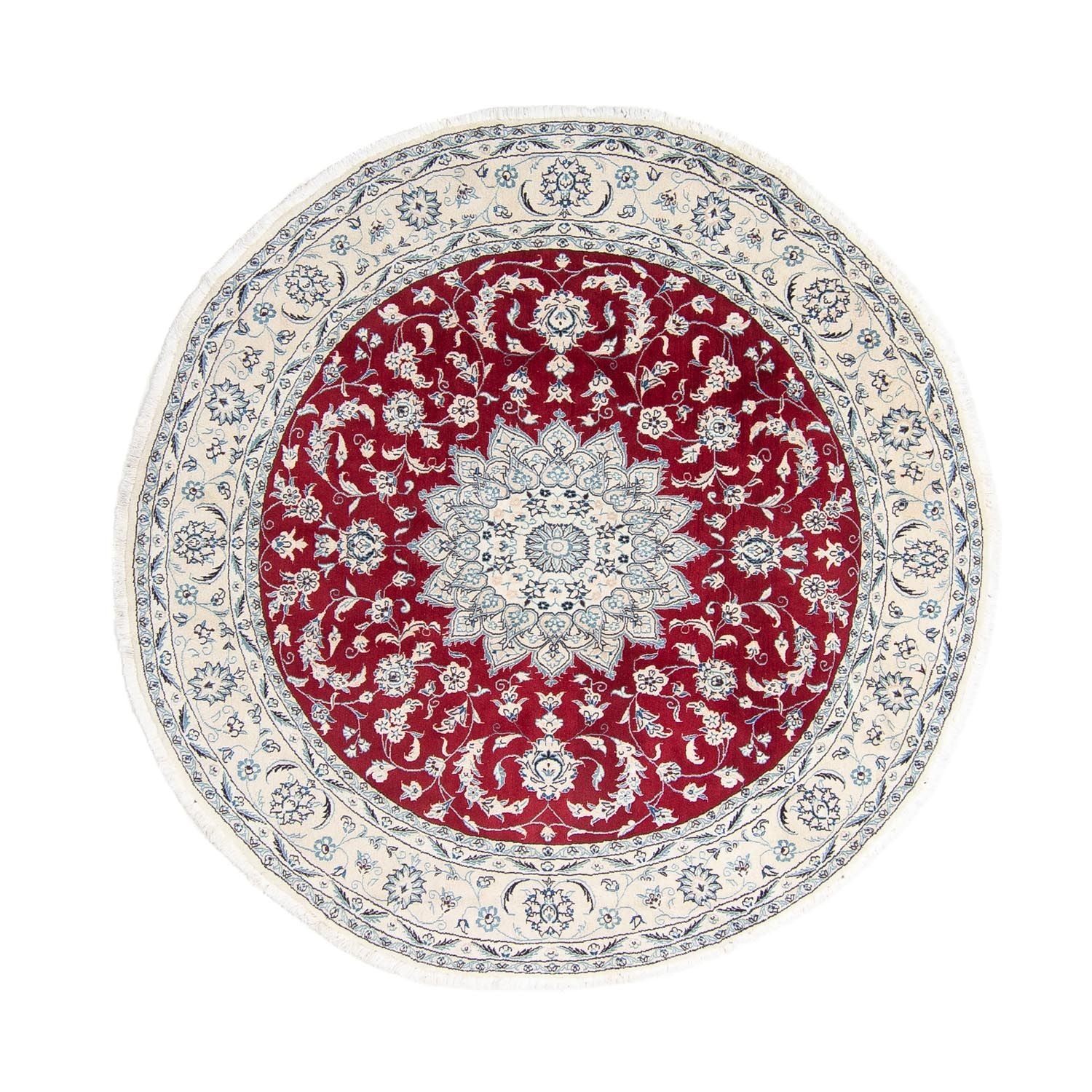 Alfombra persa - Nain redondo  - 248 x 248 cm - rojo oscuro