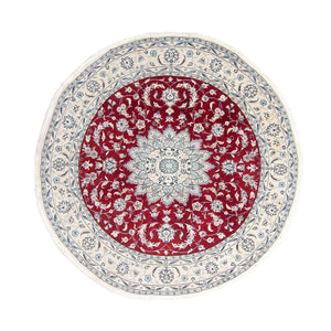 Alfombra persa - Nain redondo  - 248 x 248 cm - rojo oscuro