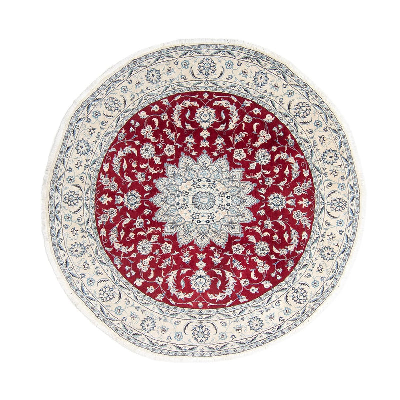 Alfombra persa - Nain redondo  - 248 x 248 cm - rojo oscuro