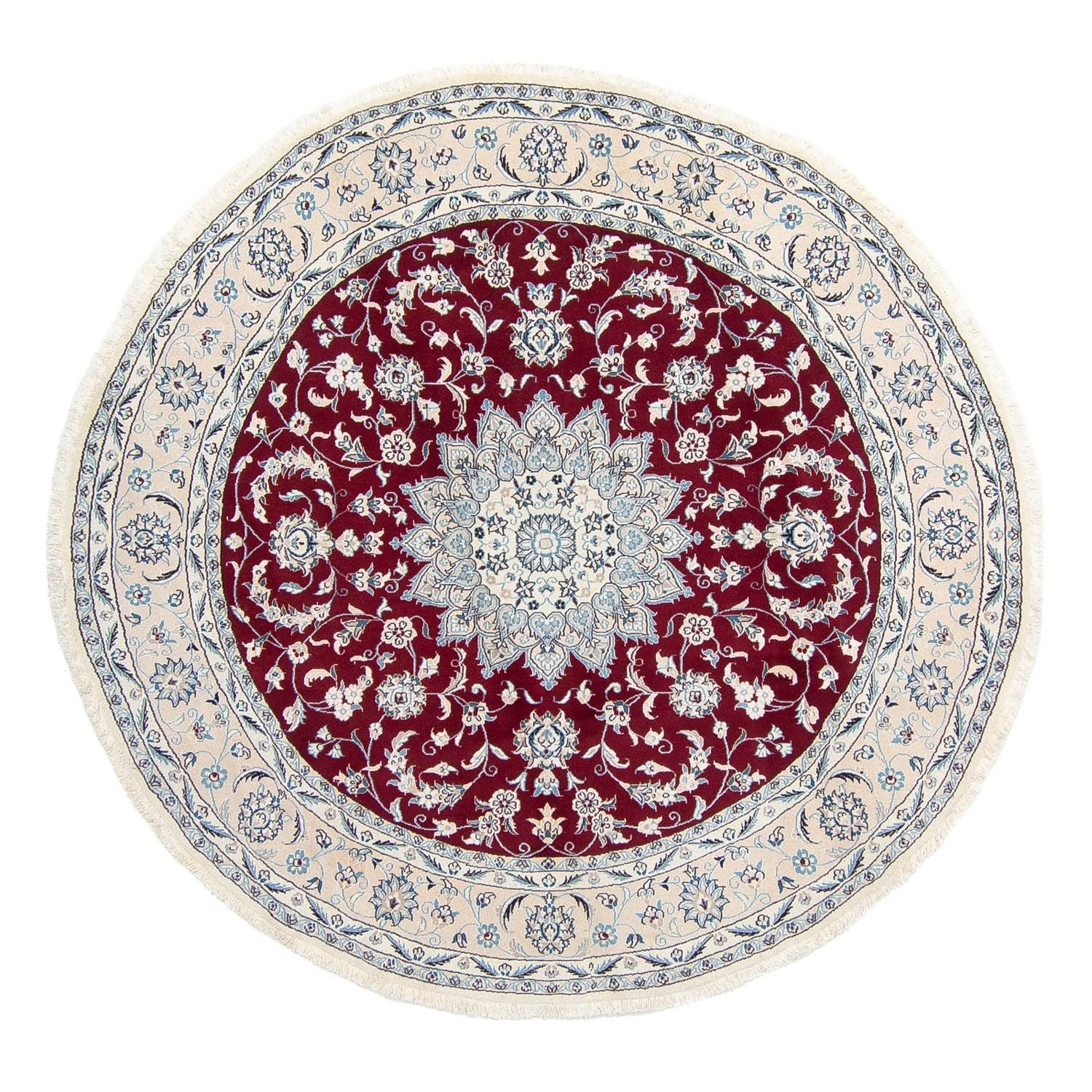 Alfombra persa - Nain redondo  - 250 x 250 cm - rojo oscuro