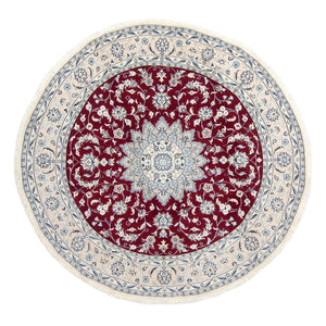 Alfombra persa - Nain redondo  - 250 x 250 cm - rojo oscuro