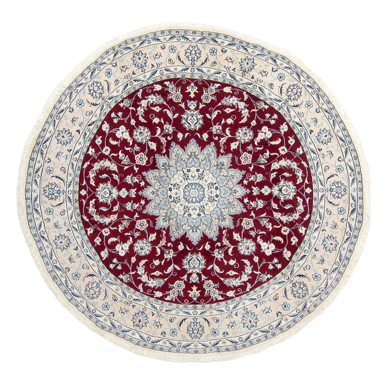 Alfombra persa - Nain redondo  - 250 x 250 cm - rojo oscuro