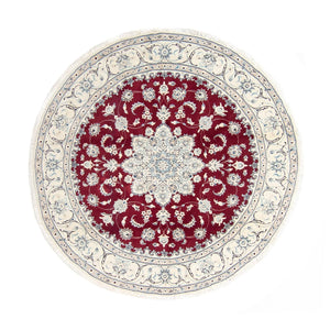 Alfombra persa - Nain redondo  - 250 x 250 cm - rojo oscuro