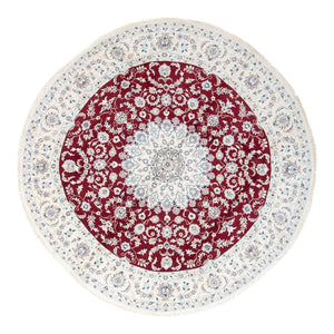 Alfombra persa - Nain redondo  - 300 x 300 cm - rojo oscuro