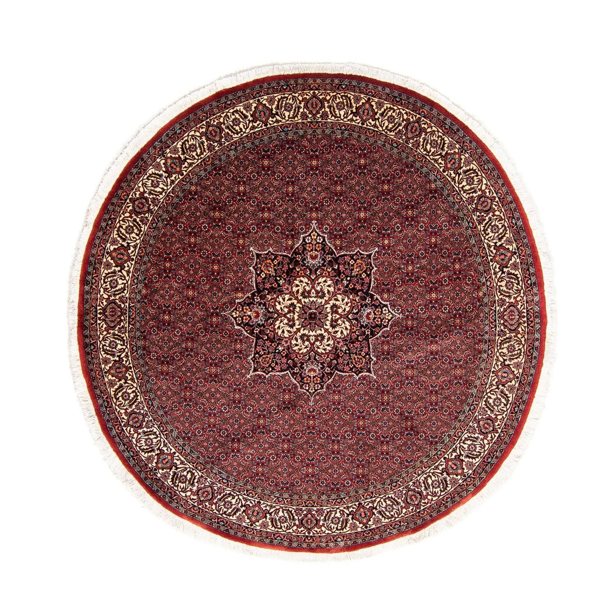 Alfombra persa - Bidjar redondo  - 205 x 205 cm - rojo oscuro