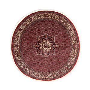 Alfombra persa - Bidjar redondo  - 205 x 205 cm - rojo oscuro