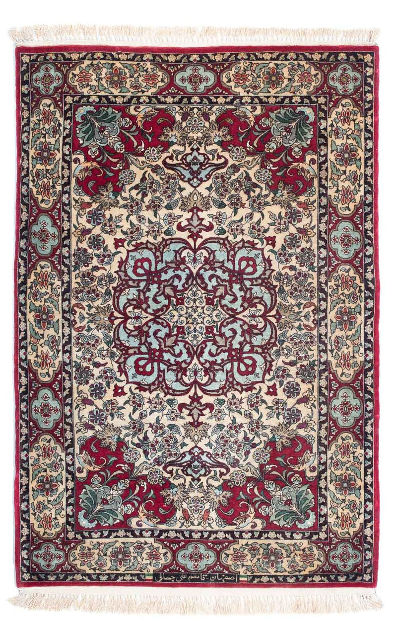 Alfombra Persa - Isfahan - Prima - 124 x 83 cm - rojo oscuro