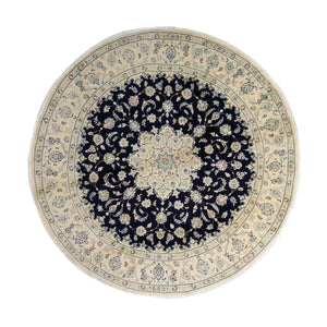 Alfombra persa - Nain redondo  - 300 x 300 cm - azul oscuro