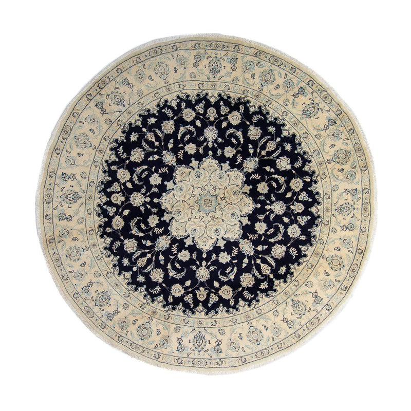 Alfombra persa - Nain redondo  - 300 x 300 cm - azul oscuro