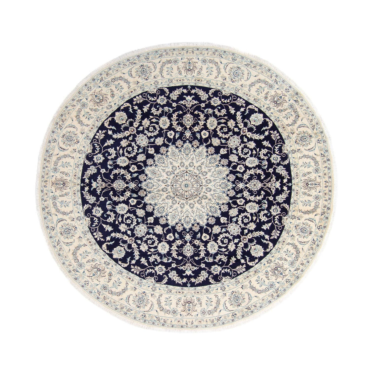 Alfombra persa - Nain redondo  - 295 x 295 cm - azul oscuro