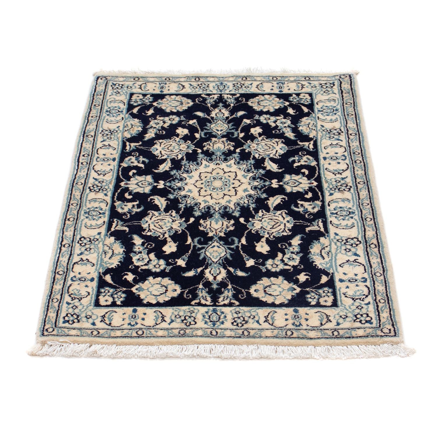 Alfombra Persa - Nain - Real - 90 x 60 cm - azul oscuro