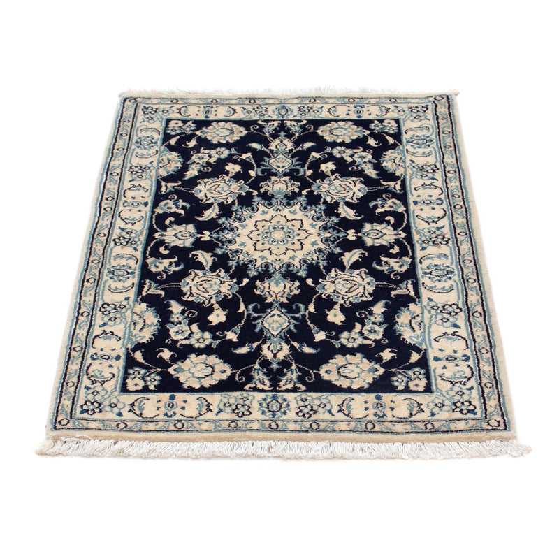 Alfombra Persa - Nain - Real - 90 x 60 cm - azul oscuro