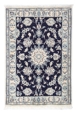Alfombra Persa - Nain - Real - 90 x 60 cm - azul oscuro