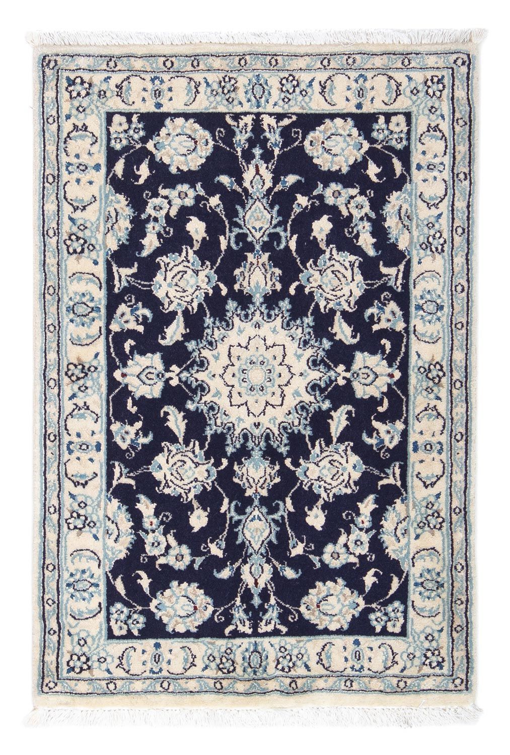 Alfombra Persa - Nain - Real - 90 x 60 cm - azul oscuro