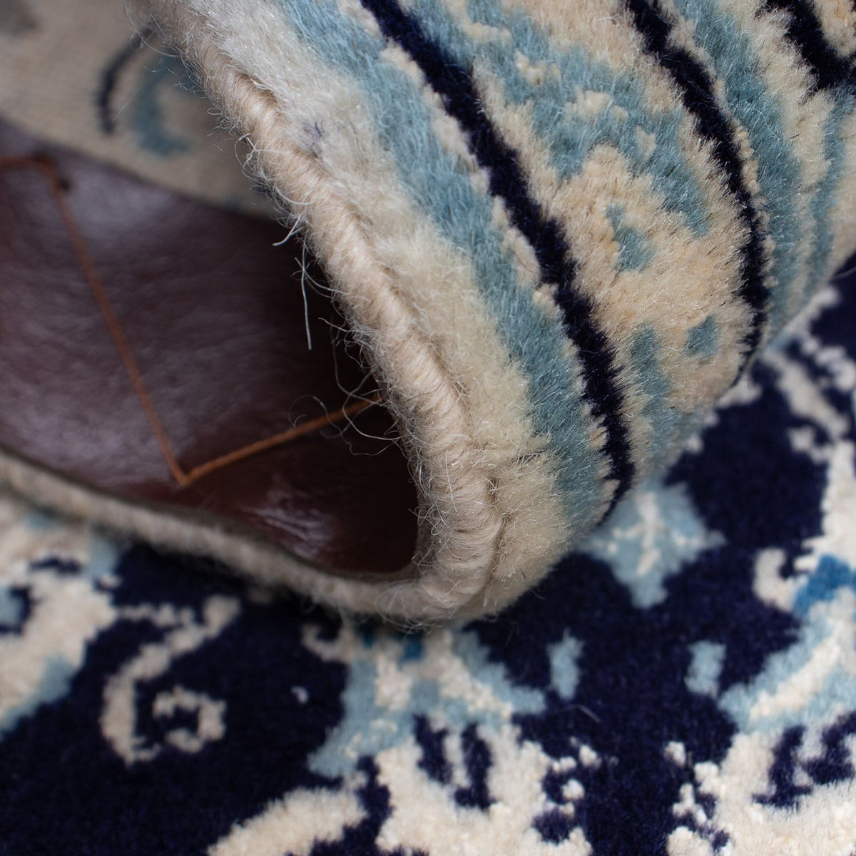 Alfombra Persa - Nain - Real - 90 x 60 cm - azul oscuro