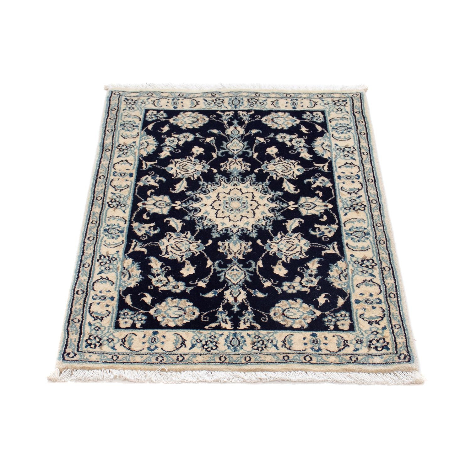 Alfombra Persa - Nain - Real - 90 x 60 cm - azul oscuro