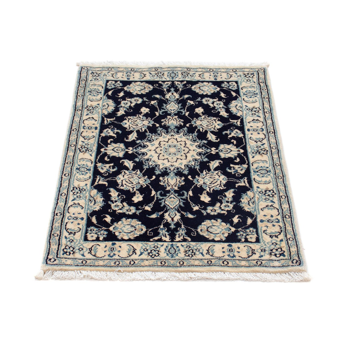 Alfombra Persa - Nain - Real - 90 x 60 cm - azul oscuro