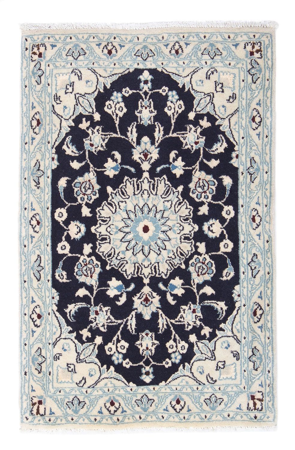 Alfombra Persa - Nain - Real - 90 x 60 cm - azul oscuro