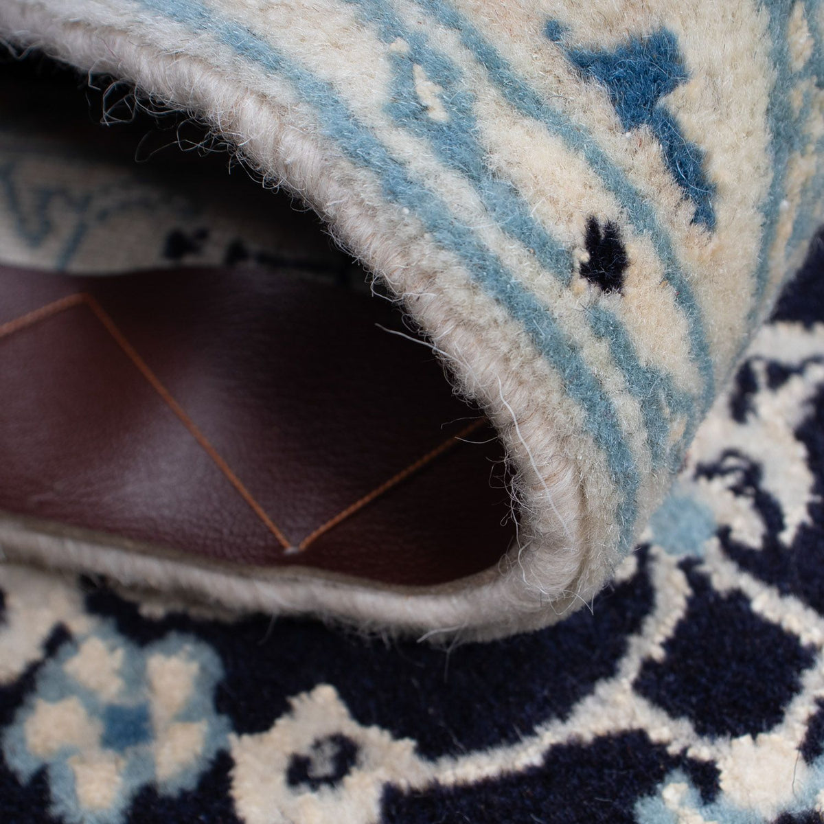 Alfombra Persa - Nain - Real - 90 x 60 cm - azul oscuro