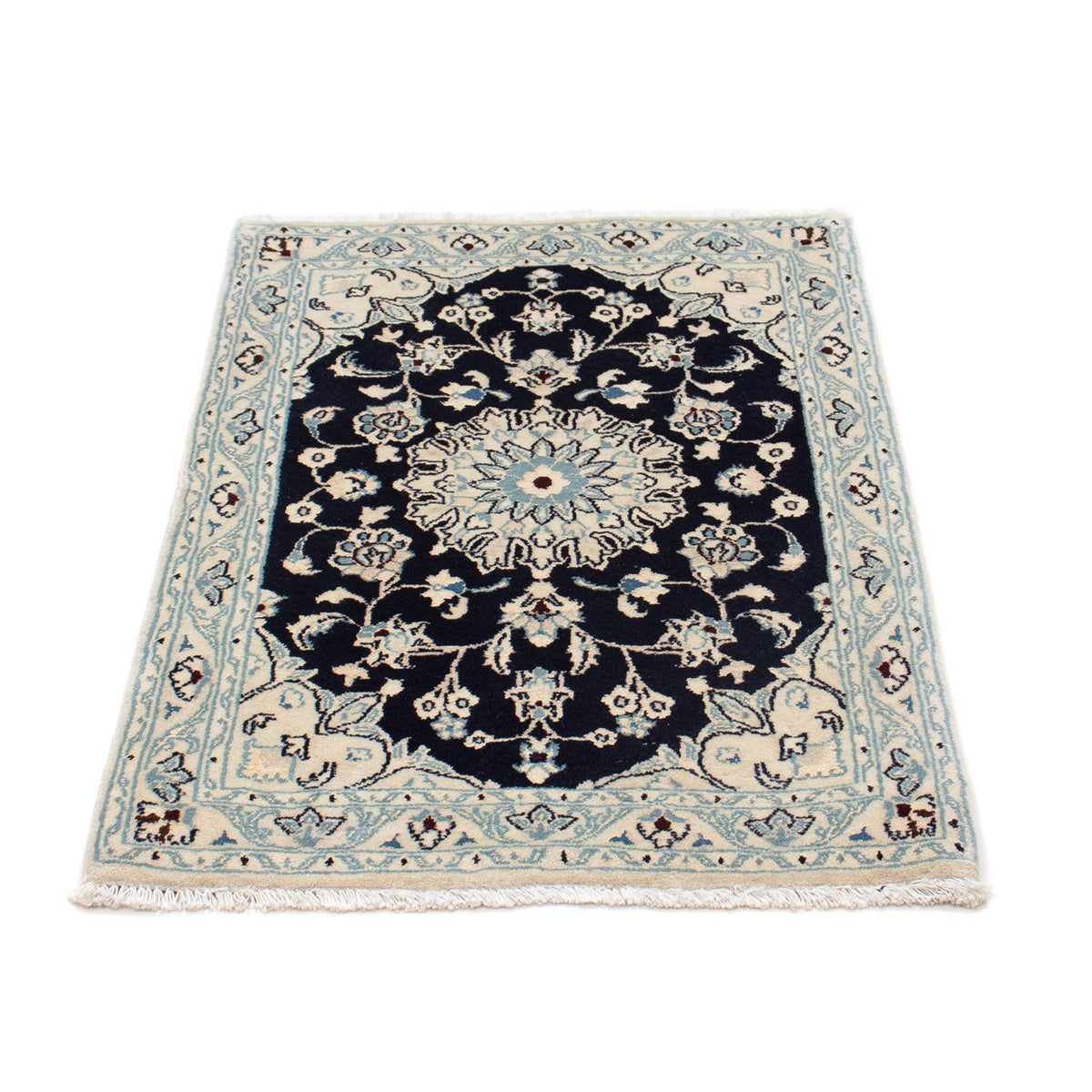 Alfombra Persa - Nain - Real - 90 x 60 cm - azul oscuro