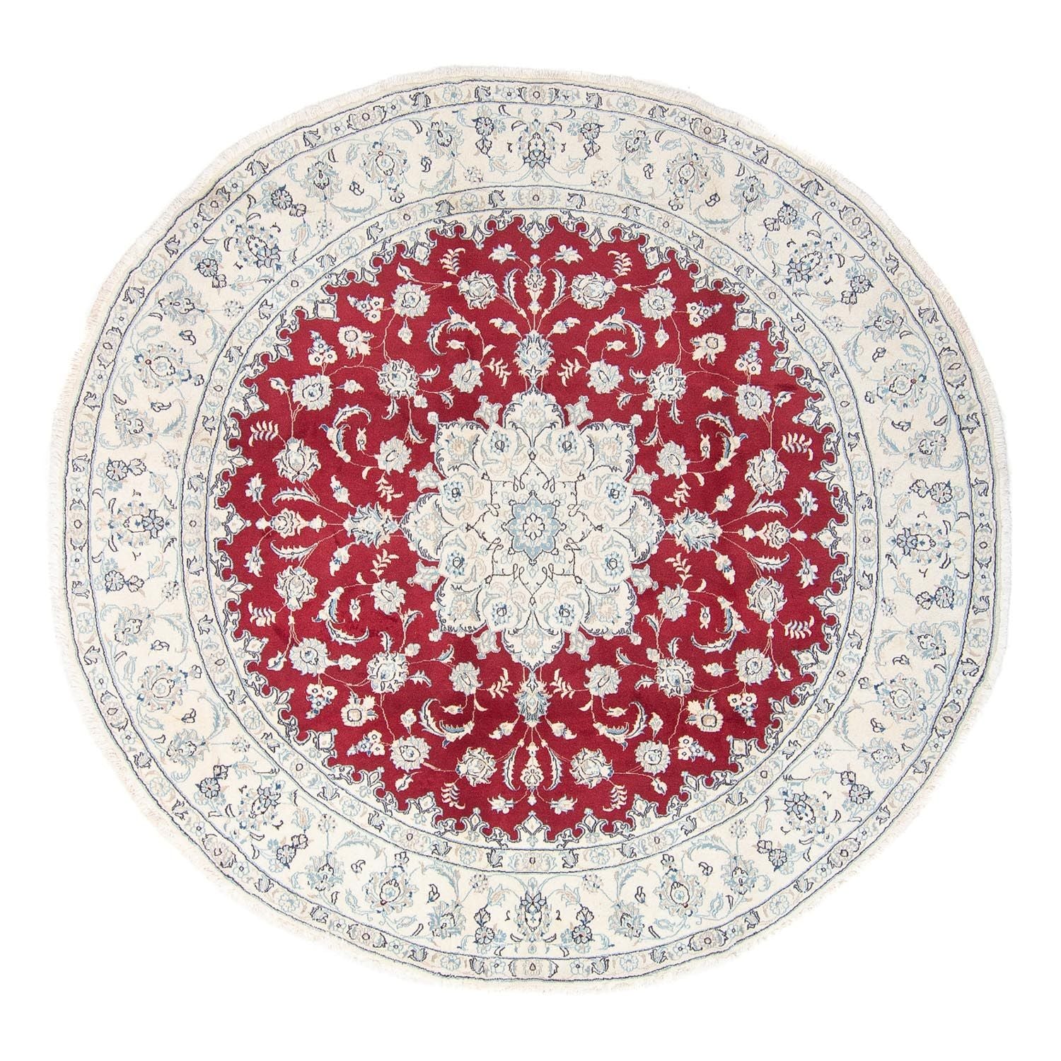 Alfombra Persa - Nain - Real redondo  - 90 x 60 cm - rojo
