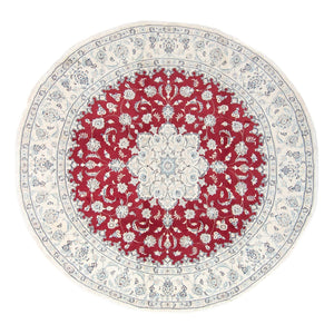 Alfombra Persa - Nain - Real redondo  - 90 x 60 cm - rojo