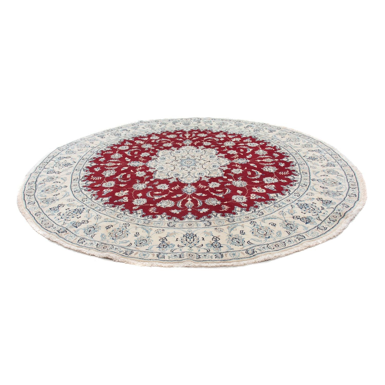 Alfombra Persa - Nain - Real redondo  - 90 x 60 cm - rojo