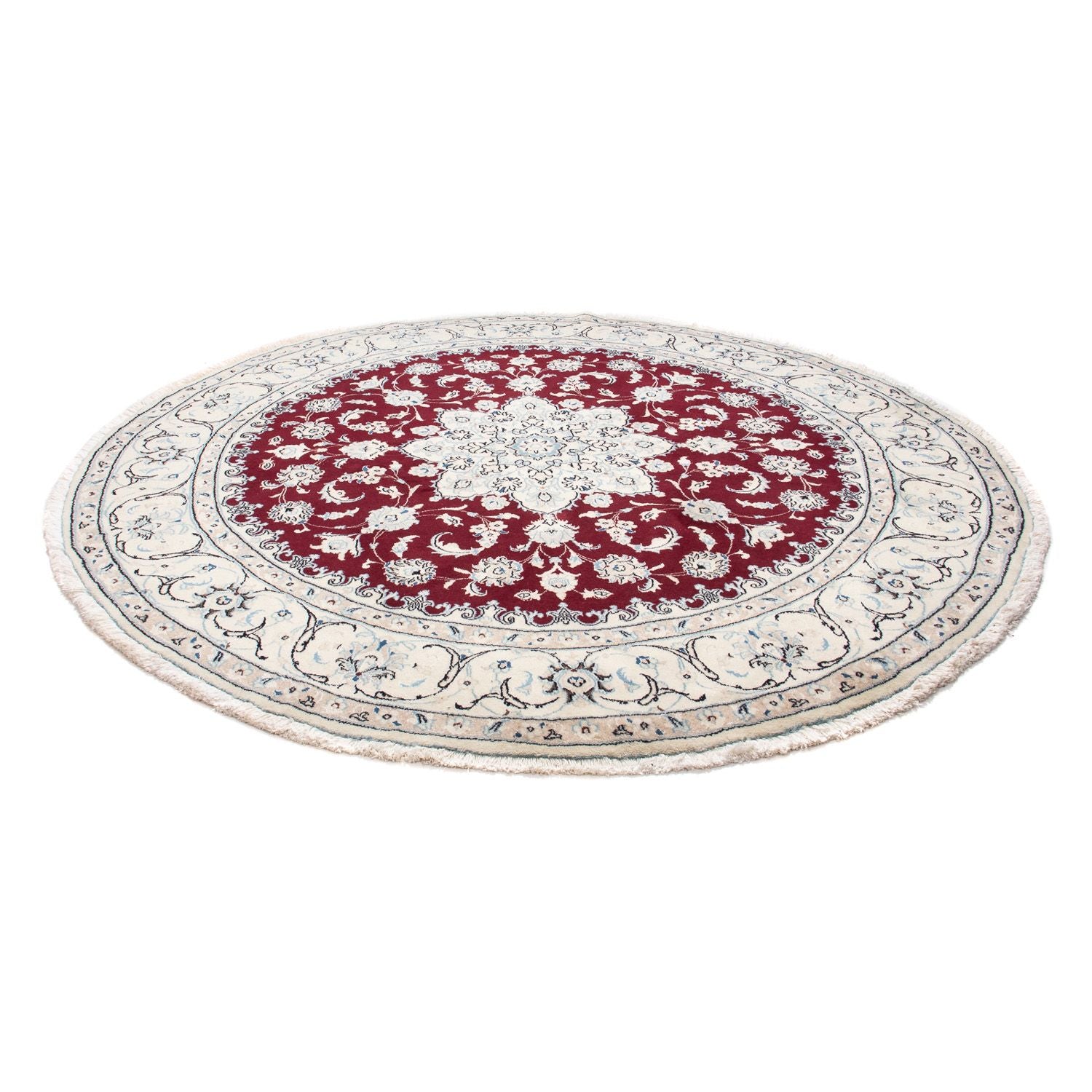 Alfombra Persa - Nain - Real redondo  - 240 x 240 cm - rojo oscuro
