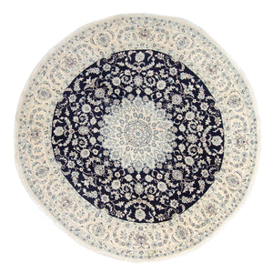 Alfombra persa - Nain redondo  - 300 x 300 cm - azul oscuro