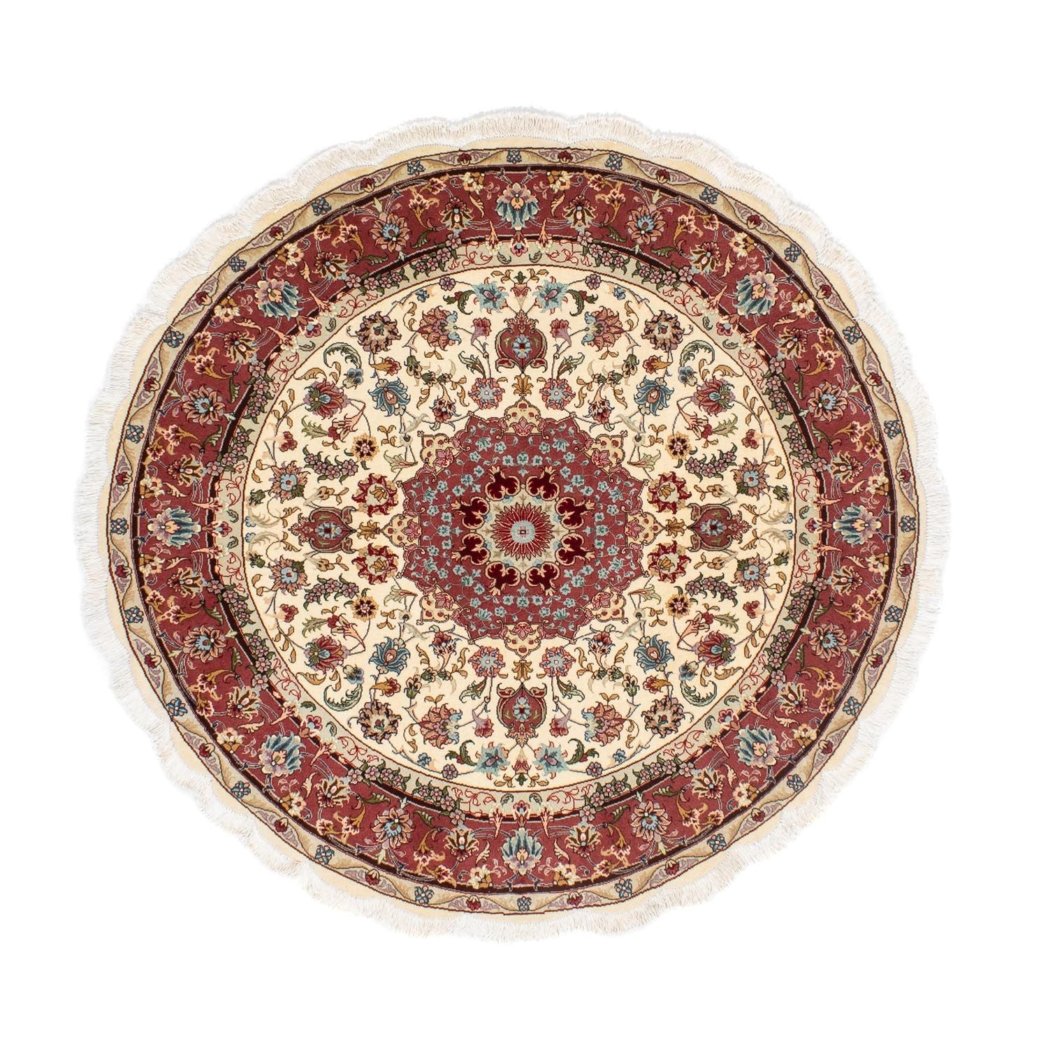 Alfombra Persa - Tabriz - Real redondo  - 145 x 145 cm - beige
