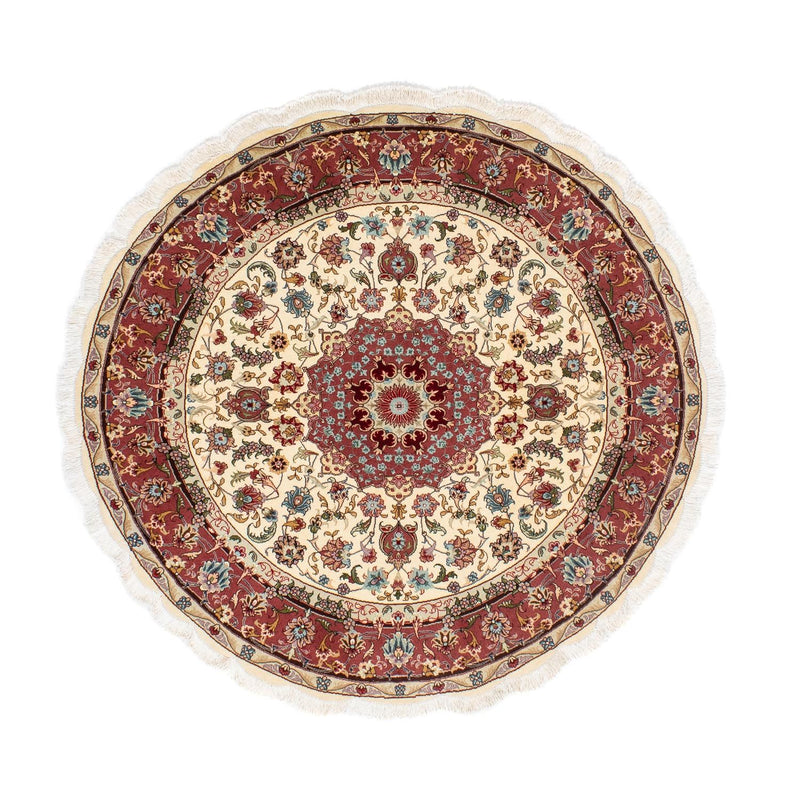 Alfombra Persa - Tabriz - Real redondo  - 145 x 145 cm - beige