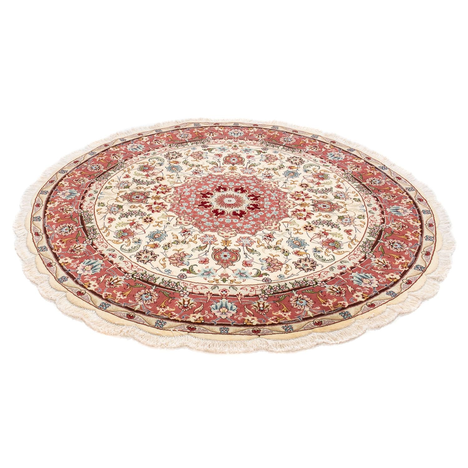 Alfombra Persa - Tabriz - Real redondo  - 145 x 145 cm - beige