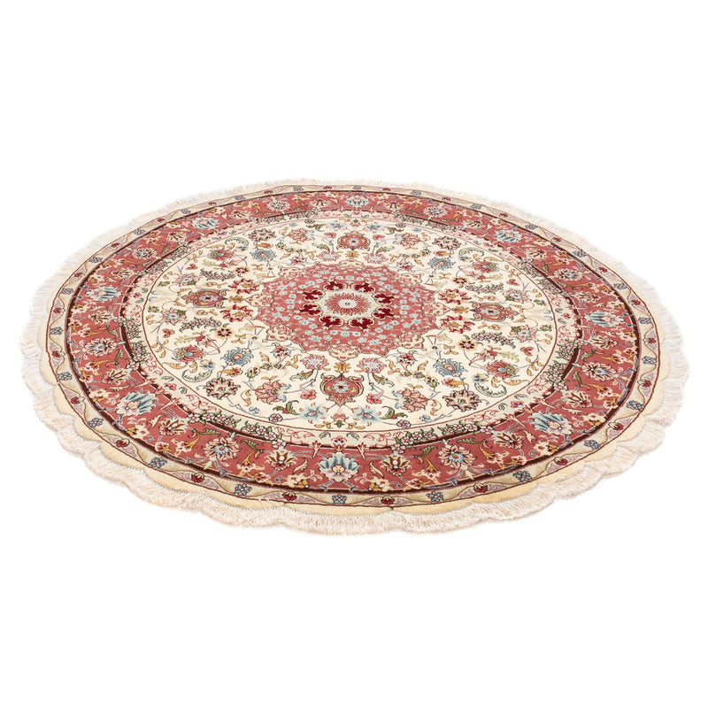 Alfombra Persa - Tabriz - Real redondo  - 145 x 145 cm - beige