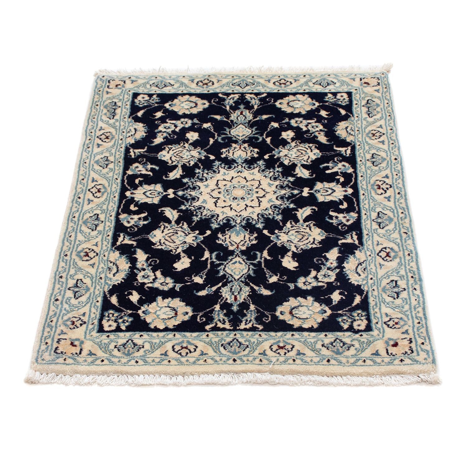 Alfombra Persa - Nain - Real - 85 x 58 cm - azul oscuro