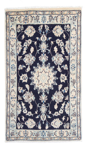 Alfombra Persa - Nain - Real - 94 x 54 cm - azul oscuro