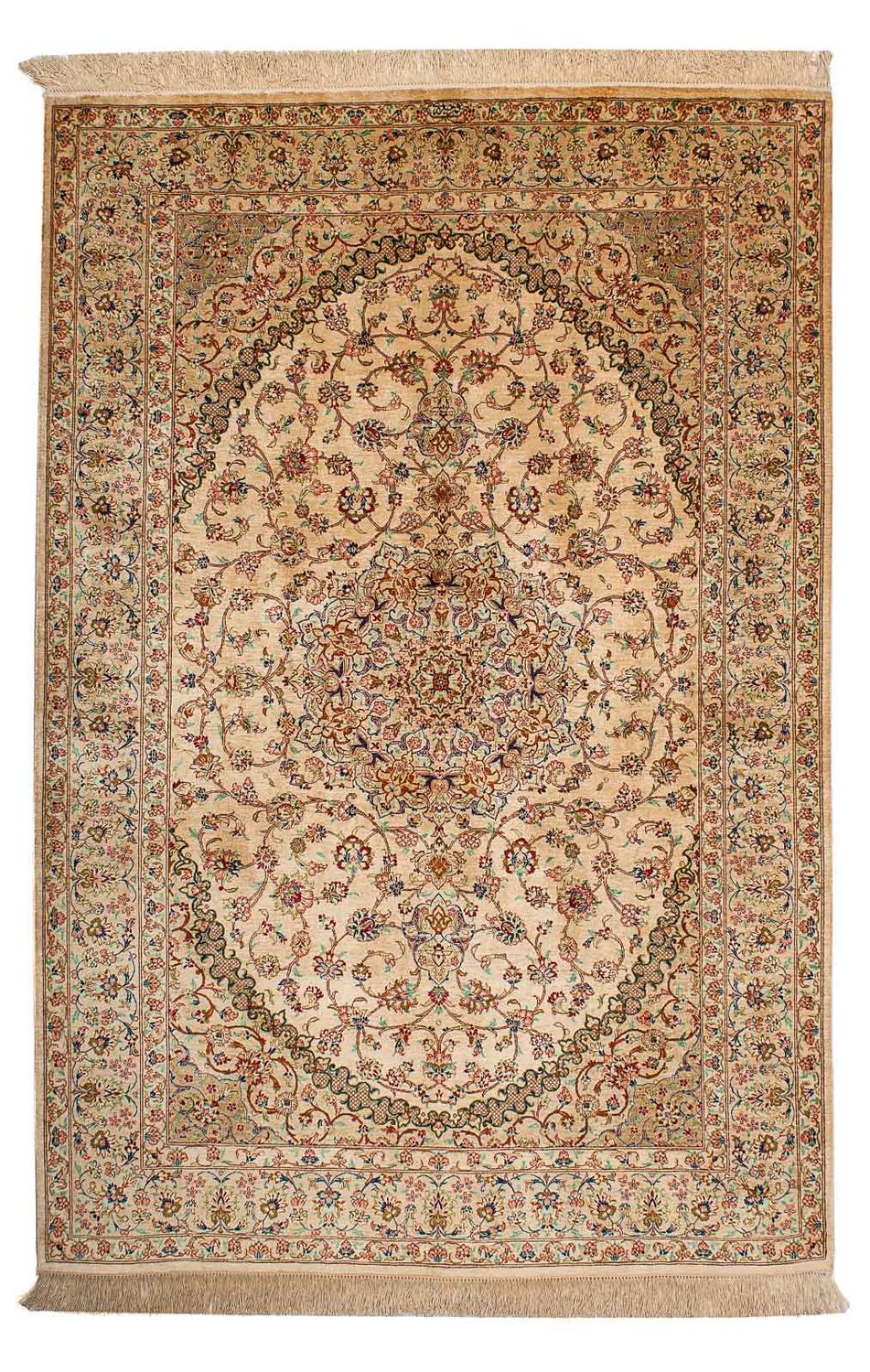 Alfombra persa - Ghom - 195 x 131 cm - beige