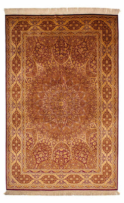 Alfombra de seda - Ghom Seda - Prima - 216 x 132 cm - azul oscuro