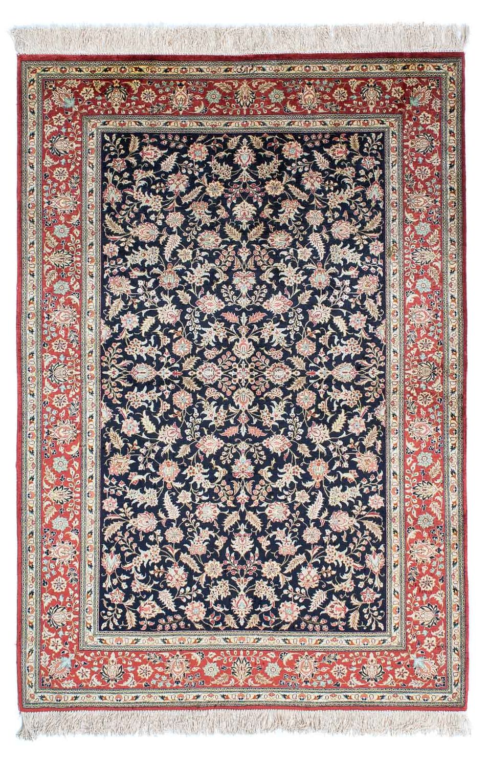 Alfombra persa - Ghom - 148 x 98 cm - azul oscuro