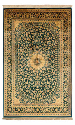Alfombra de seda - Ghom Seda - Prima - 216 x 132 cm - azul oscuro